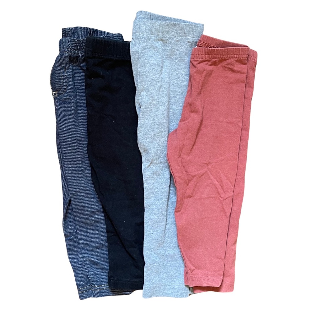 BUNDLE LOT Size 18 Month Baby Leggings Jeggings in Blue, Black, Gray, and Mauve